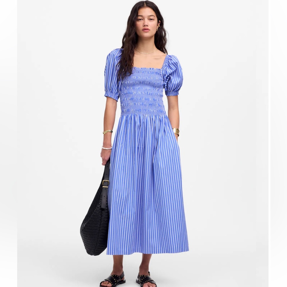 NWOT Madewell Smocked Puff Sleeve Dress